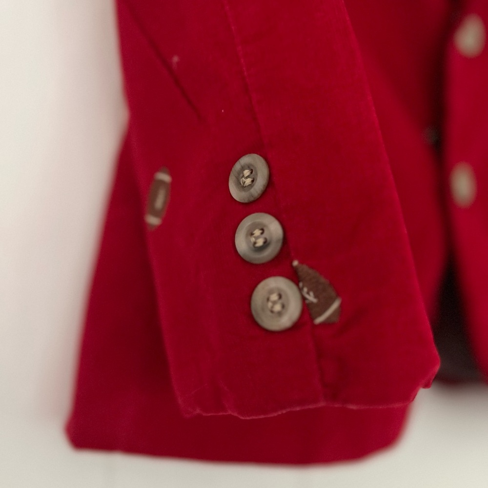 Kelly’s Kids Red Light Corduroy Blazer Jacket Football Embroidery Size Small 5-6 - Picture 3 of 16